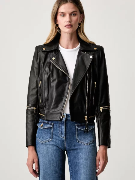 Elisabetta Franchi Geacă de piele negru