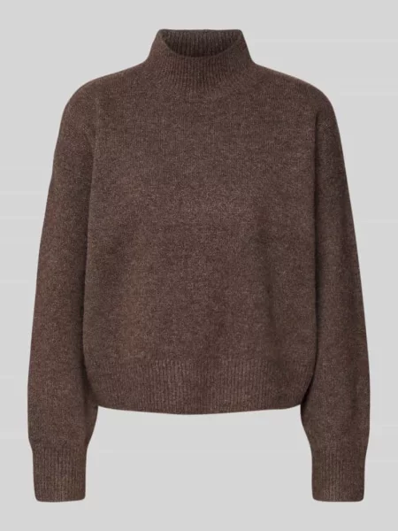 Sweter z golfem o kroju relaxed fit z dodatkiem wełny model ‘Paulina’ Neo Noir brązowy