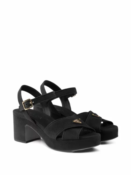 Sandale Prada din piele de căprioară cu platformă negru