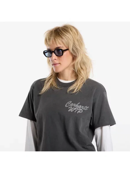 T-shirt Carhartt WIP S/S Hatching Script T-Shirt UNISEX Black Garment Dyed XXL μαύρο