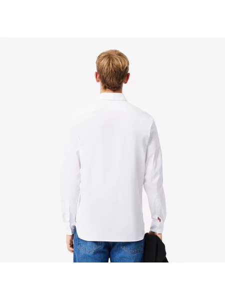Lacoste Koszula Slim Fit Z Francuskim Kołnierzykiem Z Bawełnianej Popeliny biały