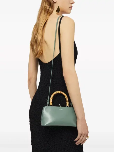 Iš natūralios odos shopper rankinė Jil Sander žalia