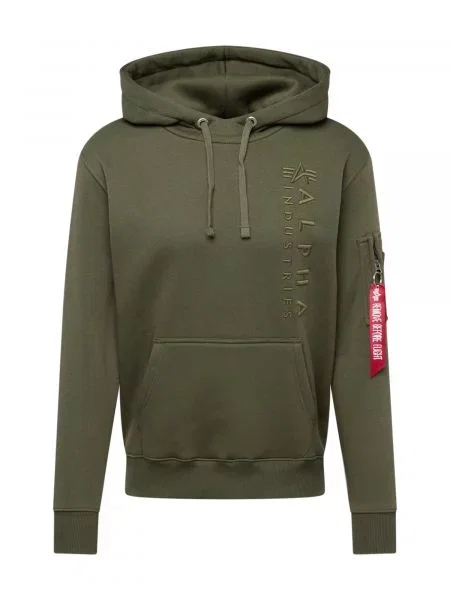 ALPHA INDUSTRIES Pulover EMB verde roșu