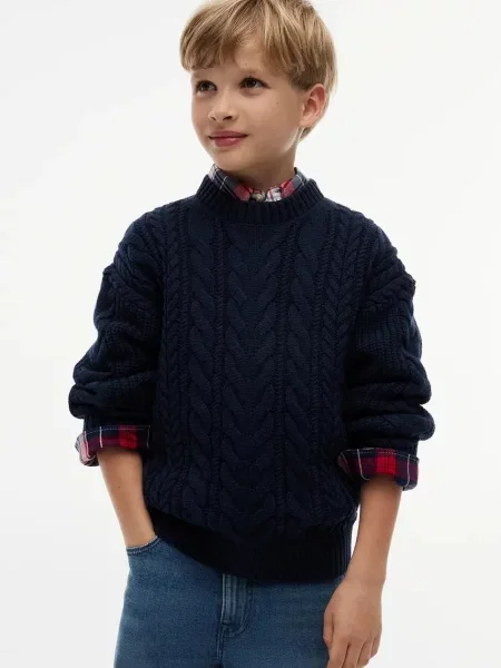 Tommy Hilfiger pulover za djecu s pamukom plava