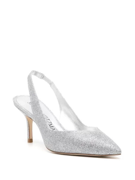 Czółenka Stuart Weitzman z otwartą piętą srebrna
