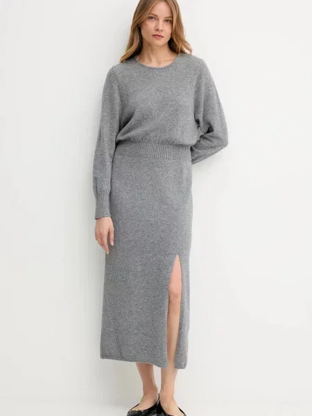Сукня з вовною OUI maxi облягаюча сірий