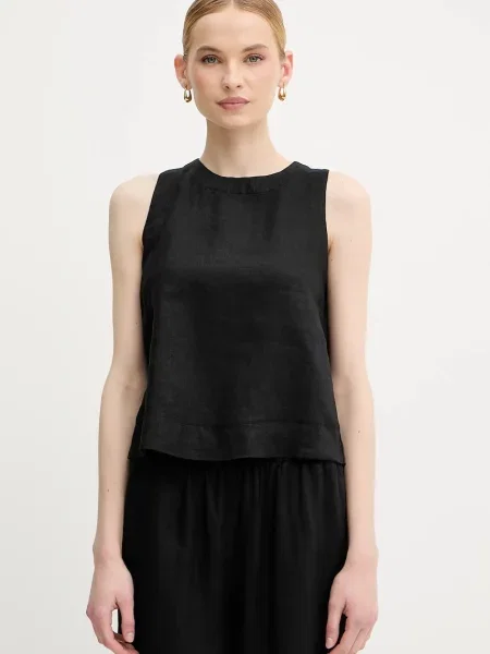 Lanena bluza United Colors of Benetton črna