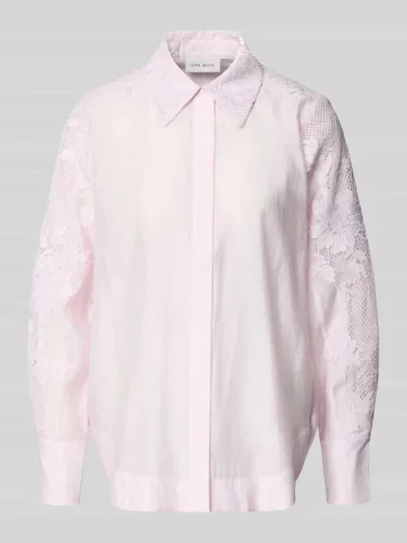 Bluzka o kroju relaxed fit z koronką i krytą listwą guzikową Copenhagen Muse różowa