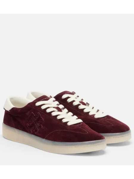 Sneakerși Tory Burch din piele de căprioară bordo