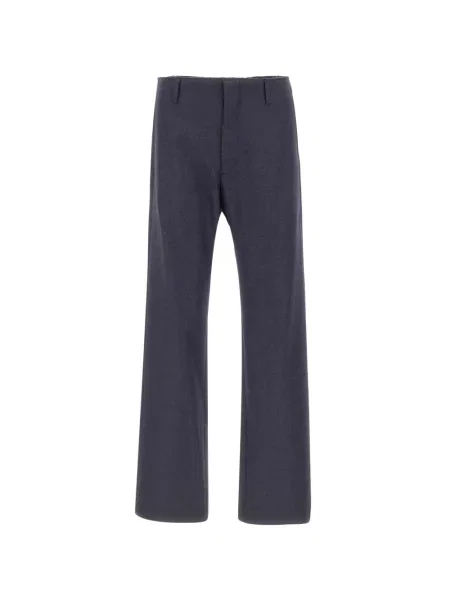 Pantaloni Mm6 Maison Margiela cu franjuri de lână albastru