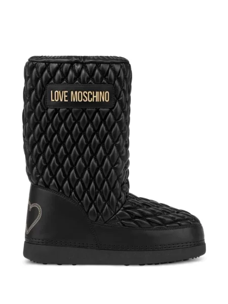 Matlasat botine Love Moschino cu autograf negru