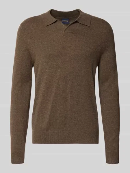 Sweter z dzianiny z kołnierzykiem polo i dekoltem w serek Christian Berg Men