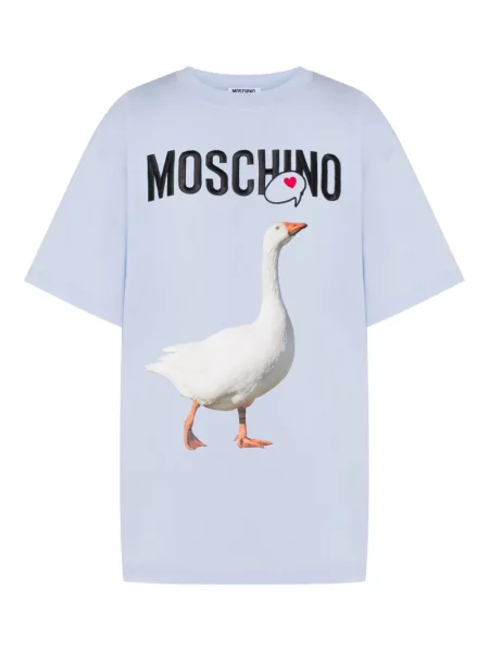 Raštuotas marškinėliai Moschino mėlyna