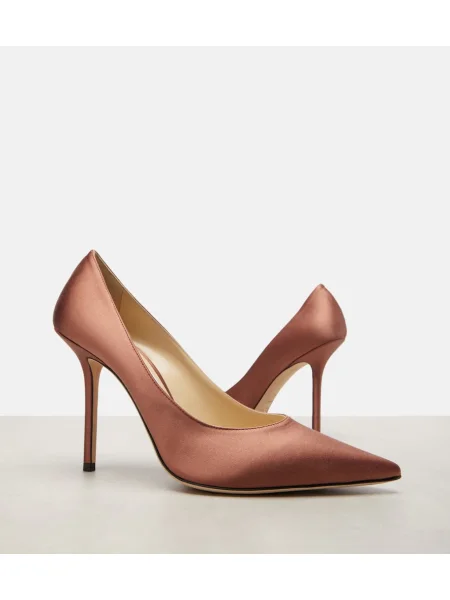 Pantofi cu toc Jimmy Choo din satin maro