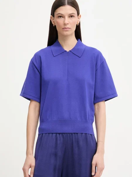 Calvin Klein Πλεκτό μπλουζάκι πόλο γυναικείο με μπλε