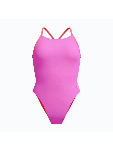 Costum de baie întreg pentru femei Speedo Solid Lattice Tie-Back neon violet