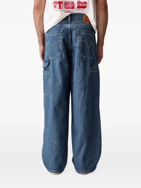 Blugi cu picior larg Levi's® din piele cu cordon cu talie înaltă albastru
