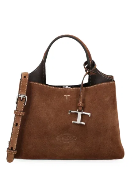 Geantă shopper Tod's din piele de căprioară maro