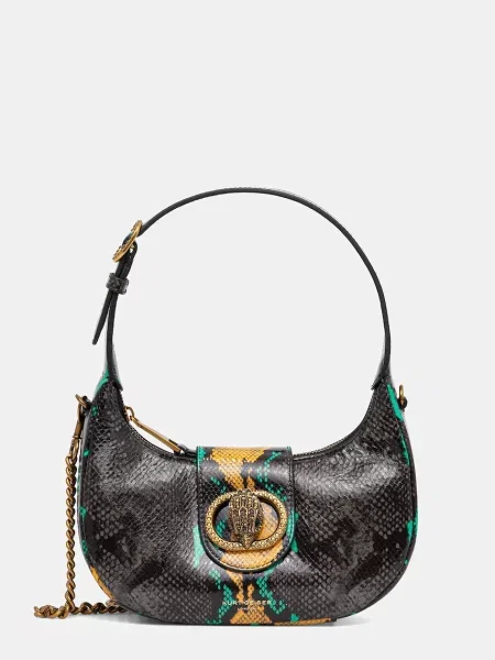 Lniana torebka skórzana Kurt Geiger London szara