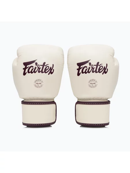 Rękawice bokserskie Fairtex Real Leather Boxing khaki beżowe