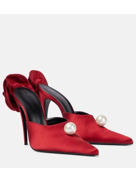 Satenaste mules Magda Butrym s cvetličnim vzorcem rdeča