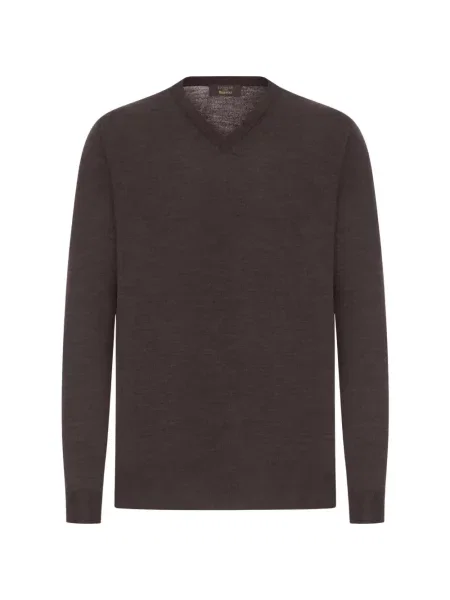 Пуловер Zanone с V-образно деколте кафяво