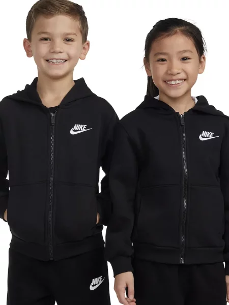 Nike кофта на застібці з капюшоном дитяча з бавовною