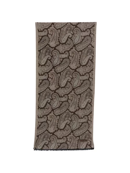 Fular Kiton cu franjuri cu model paisley maro