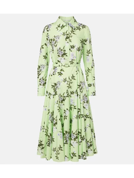 Cu centură rochie tip cămașă Emilia Wickstead cu model floral verde
