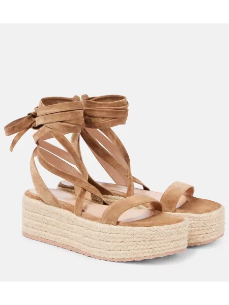 Espadrile Gianvito Rossi din piele de căprioară cu platformă maro