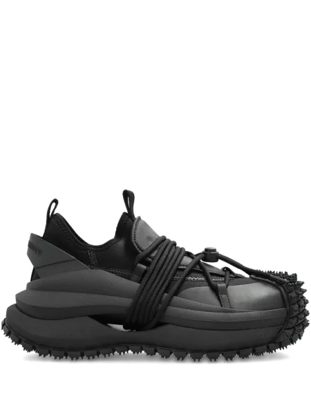 Sneakerși Emporio Armani cu șireturi din dantelă cu tepi negru