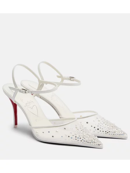 Pantofi cu toc Christian Louboutin slingback alb