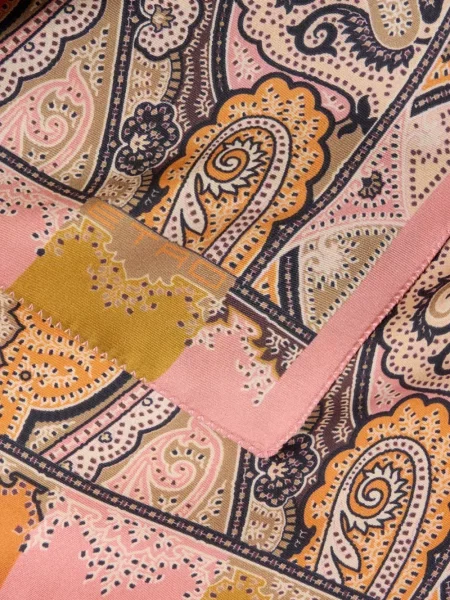 Fular Etro de mătase cu model paisley roz