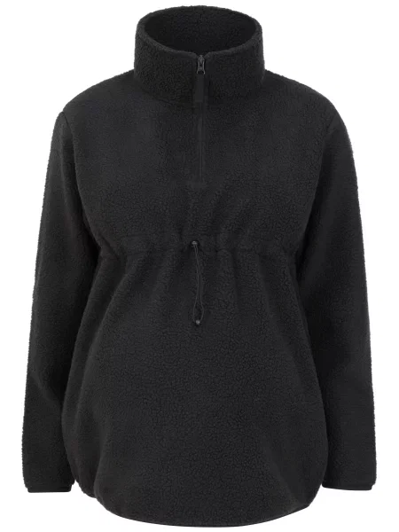 Wygodny polar ciążowy Sherpa z zamkiem błyskawicznym Black