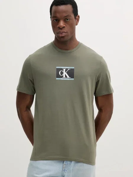 Тениска Calvin Klein с принт зелено