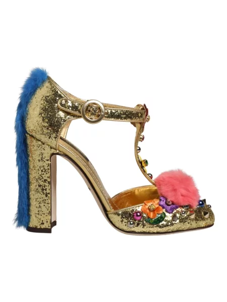 Czółenka Dolce And Gabbana skórzana na ramiączkach