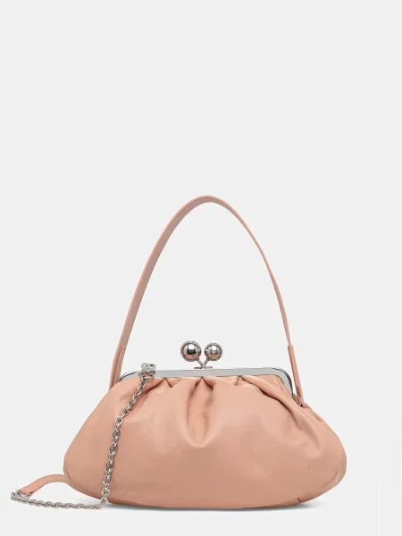 Weekend Max Mara torebka skórzana CUBICO różowy