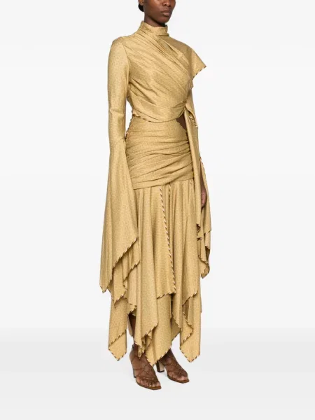 Rochie maxi Zimmermann cu imagine asimetrică galben