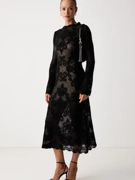 Twinset rochie cu amestec de lână negru