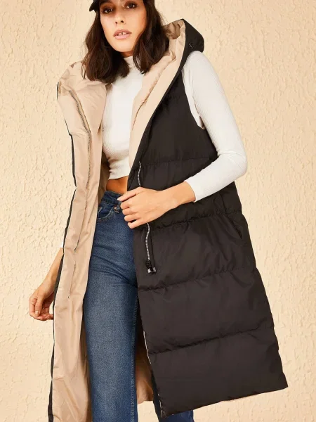 Bianco Lucci Vestă maro cămilă negru