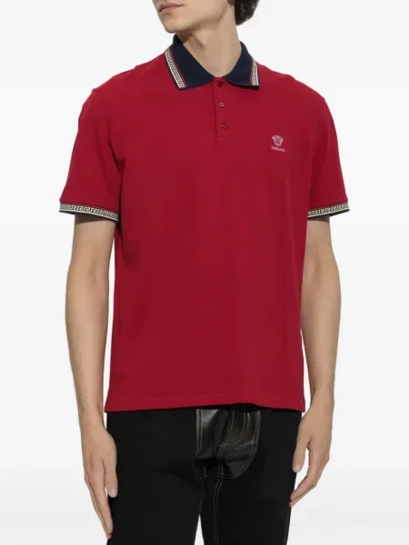 Tricou polo Versace cu broderie roșu