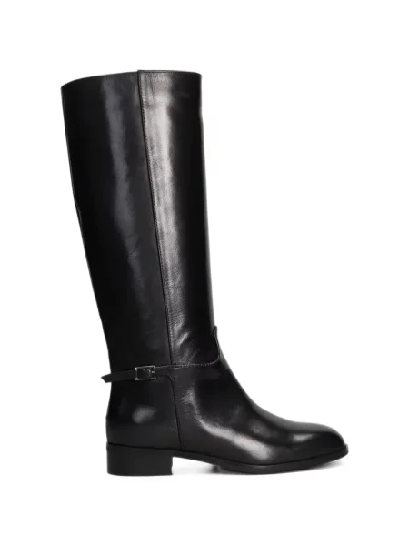 Botine Julie Dee din piele cu cataramă negru