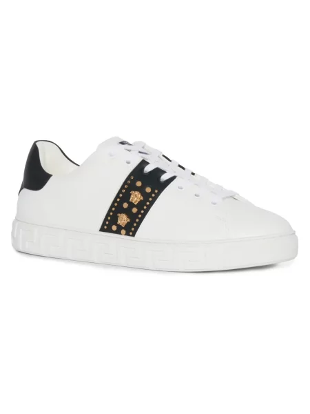 Sneakersy Versace skórzane z ćwiekami białe
