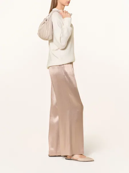 Opus Pants Satyna Spodnie Mucia Shine beige beżowe