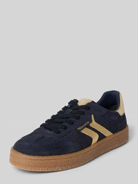 Sneakersy z prawdziwej skóry Tamaris granatowe