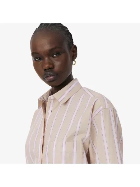 Lacoste Koszula W Paski Oversize różowa