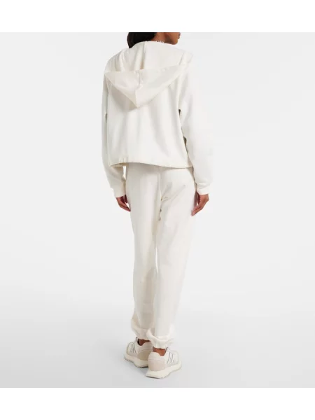 Pantaloni sport Moncler din jerseu alb