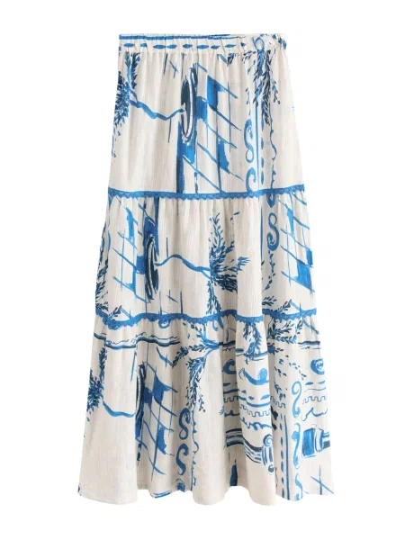 Next Fustă ecru / regal albastru