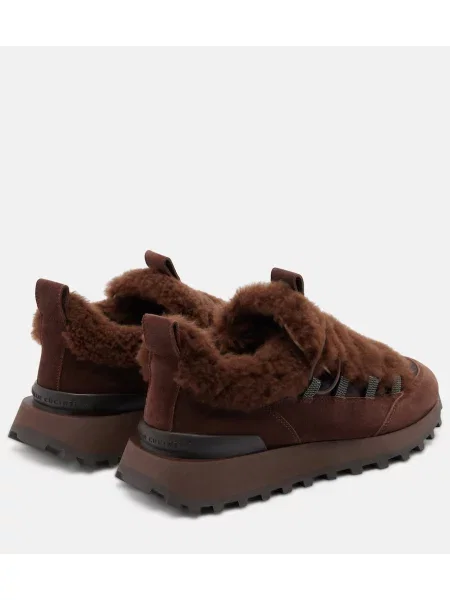 Sneakerși Brunello Cucinelli din piele de căprioară maro