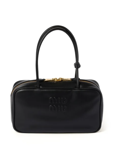 Iš natūralios odos odinė rankinė Miu Miu juoda